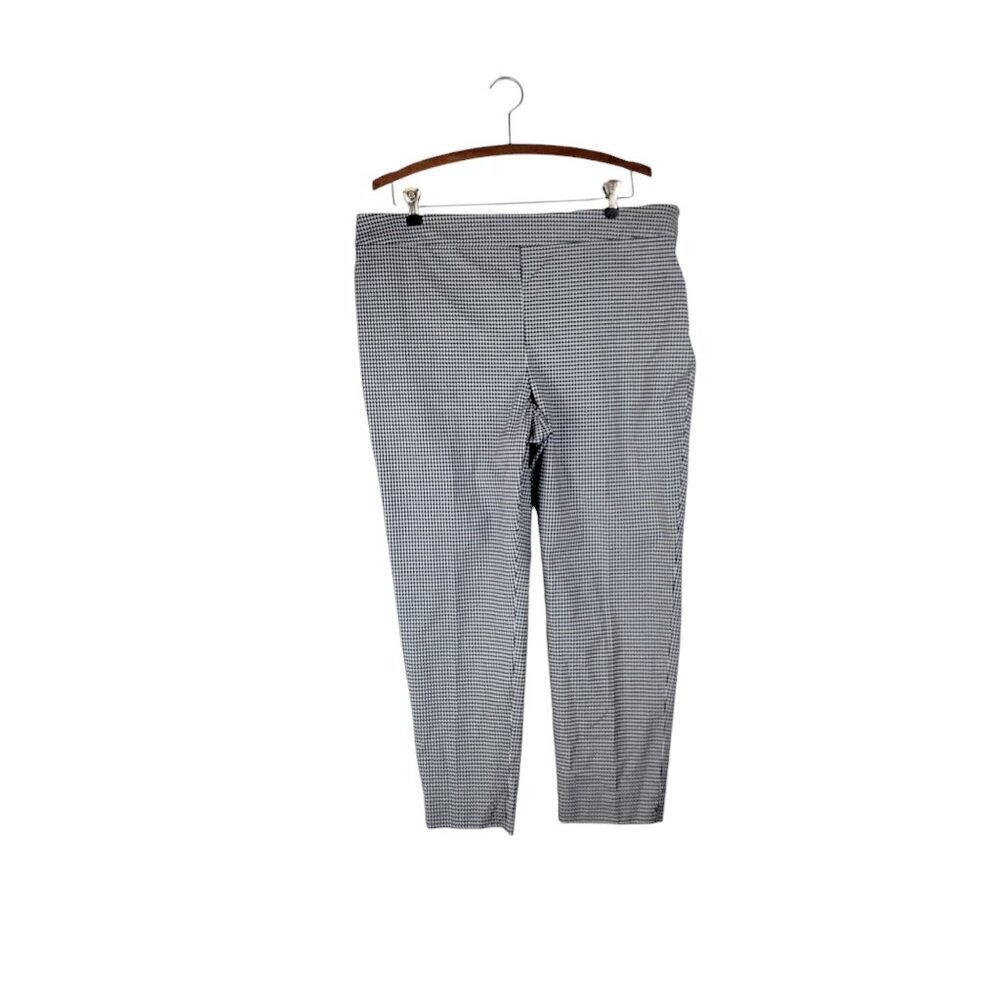 Talbots Chatham Ankle Pants Black White Gingham Side Zip 16 Petite Size 16P